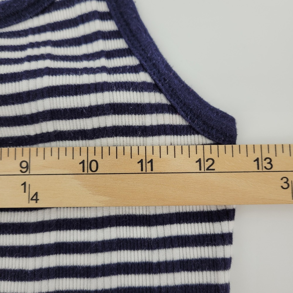 Guess Jeans Womens Small Navy Blue White Striped Ribbed Knit Y2K Tank Mini Dress - Picture 7 of 10